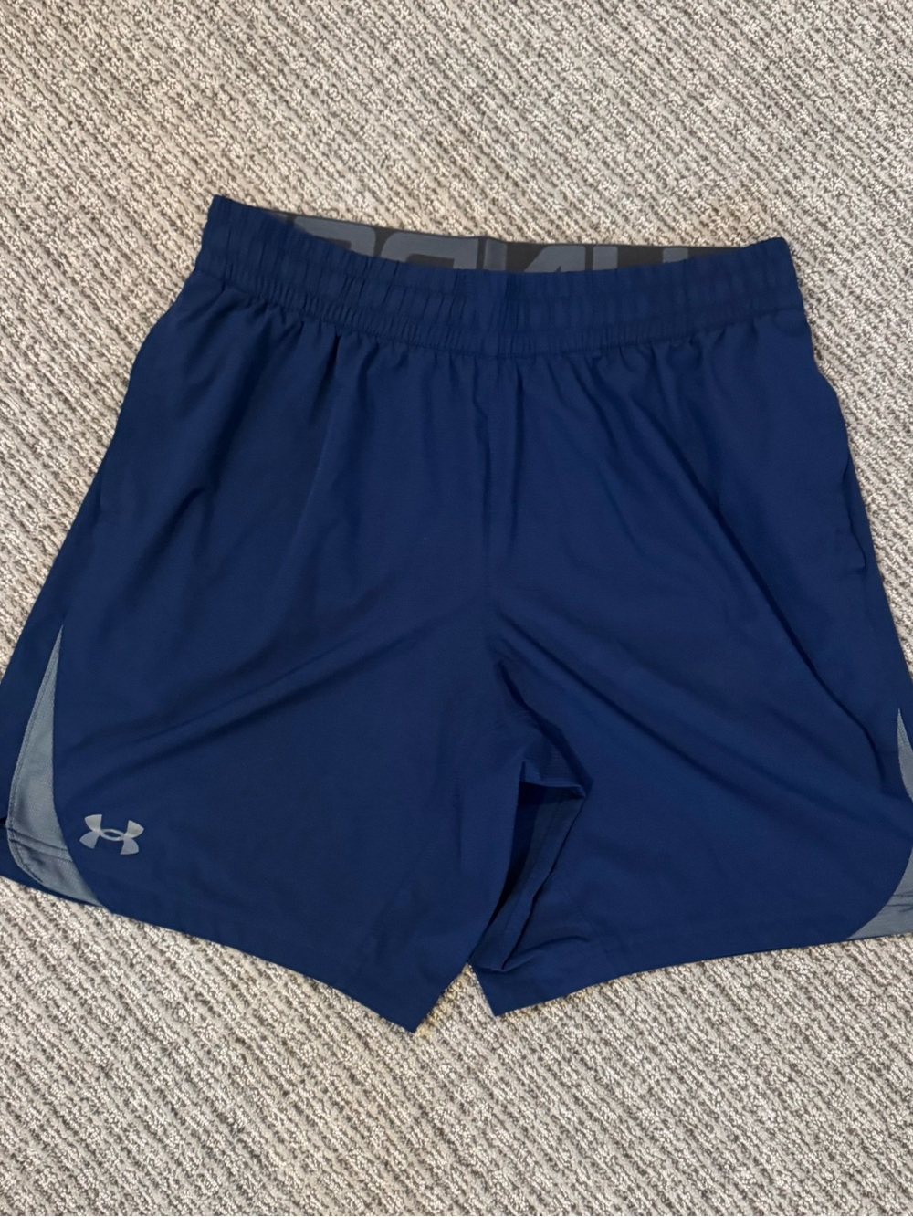 Under Armour Men's Navy Athletic Shorts with Gray Accents - Medium